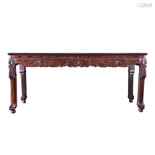 A CARVED HONGMU PAINTING TABLE