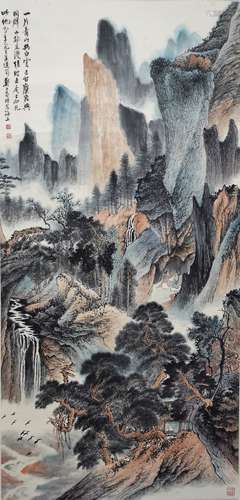 A Chinese landscape painting, Xu Wuchang mark