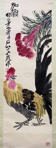 A Chinese Bird-and-flower painting, Qi Baishi mark