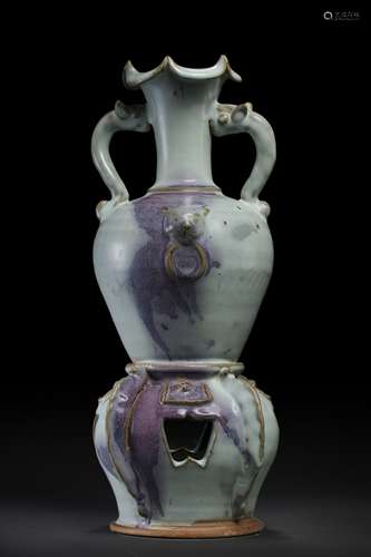 A Jun kiln porcelain flower-mouthed vase