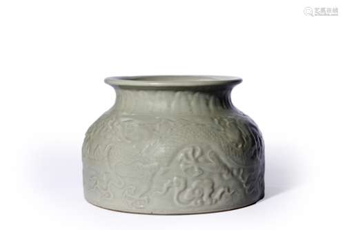 A dragon carved Ding kiln porcelain water pot