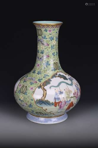 A famille rose figure porcelain vase