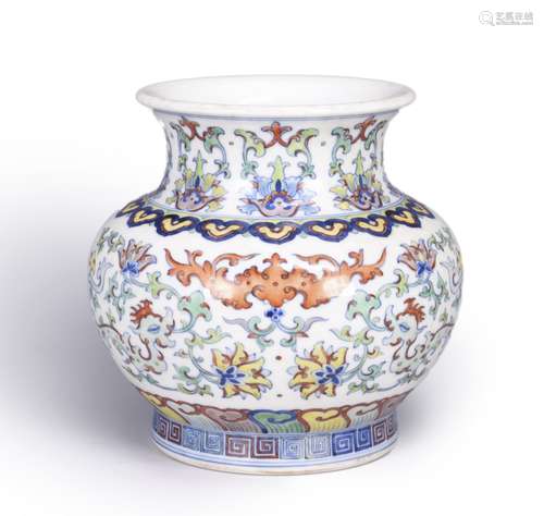 A famille rose flower porcelain zun