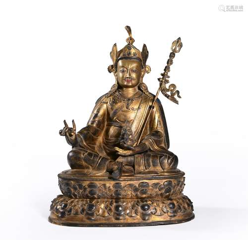 The gilding copper sitting Padmasambhava statue