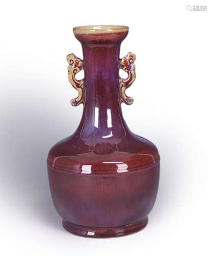 A kiln changed glaze porcelain double-eared vase