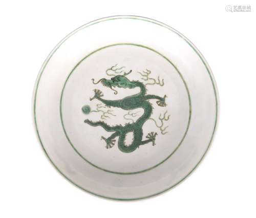 A green glazed dragon porcelain plate