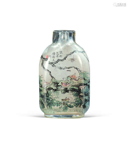 A plant and insect porcelain snuff bottle