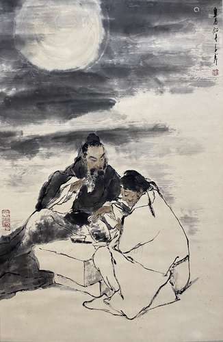 A Chinese figure painting, Wang Ziwu mark