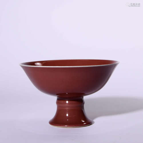 A RED GLAZED STEAM BOWL