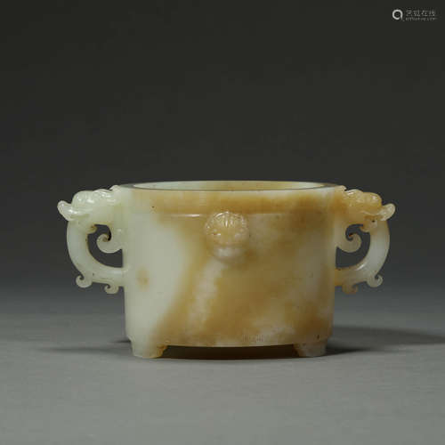 A CARVED WHITE JADE CENSER