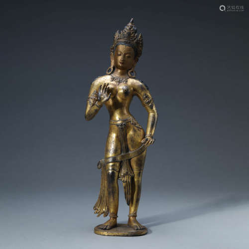 A GILT-BRONZE STANDING BODHISATTVA