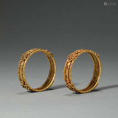 TWO PURE SILVER-GILT BANGLES