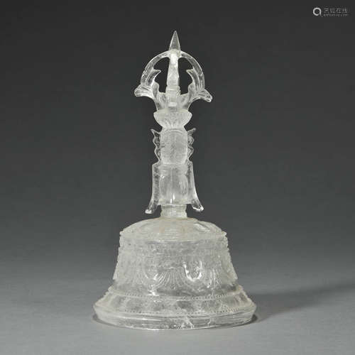 A CARVED ROCK CRYSTAL RITUAL BELL