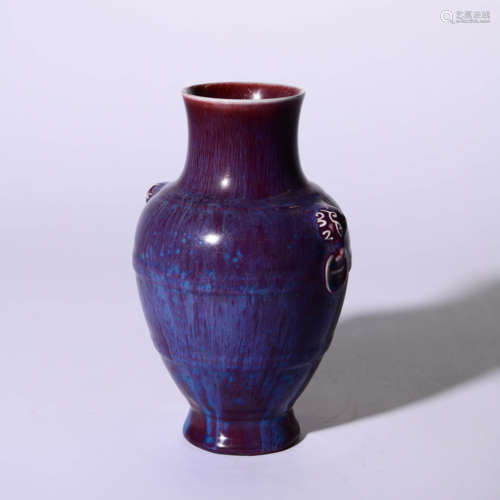 A FLAMBE GLAZED ZUN VASE