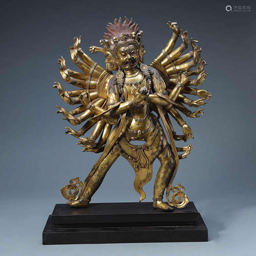 A GILT-BRONZE STANDING VAJRAKILA