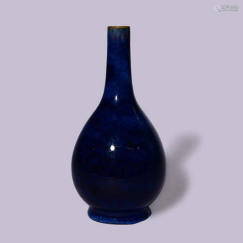 A BLUE GLAZED PEAR SHAPED VASE