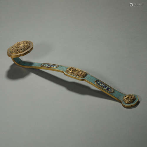 A CLOISONNE ENAMEL BRONZE RUYI SCEPTER