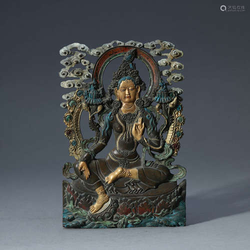 A POLYCHROME SEATED GUANYIN