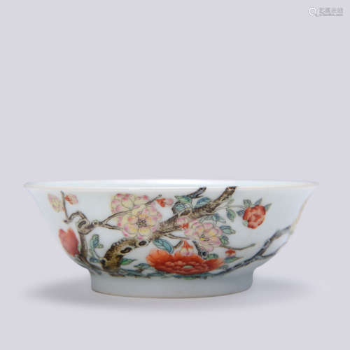 A FAMILLE ROSE PEONY BOWL