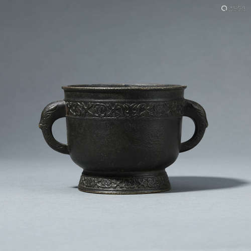 A BRONZE CENSER WITH DOUBLE HANDLES XUANDE MARK