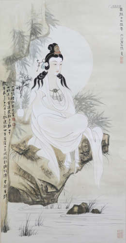 A CHINESE PAINTING OF SEATED GUANYIN