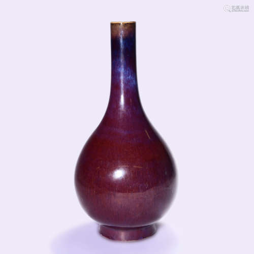 A FLAMBE GLAZED PEAR-SHAPED VASE