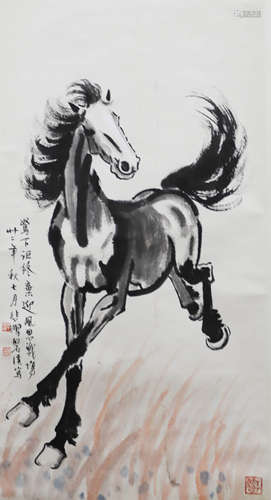 A CHINESE PAINTING SCROLL OF HORSE