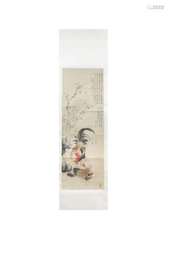 A CHINESE PAINTING SCROLL OF ROOSTER