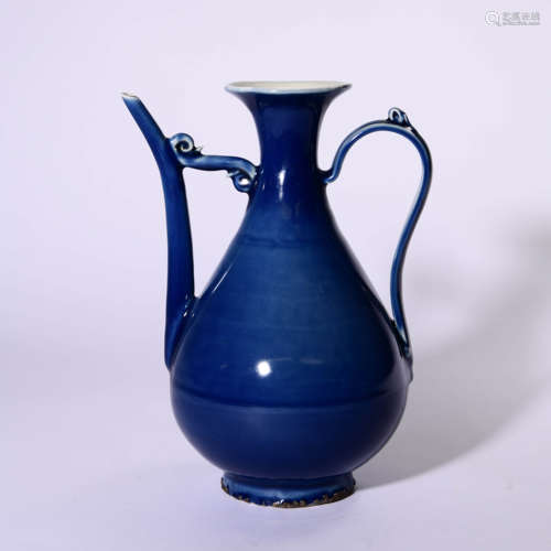 A BLUE GLAZED WINE EWER