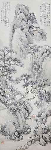 A CHINESE PAINTING SCROLL OF LANDSCAPE