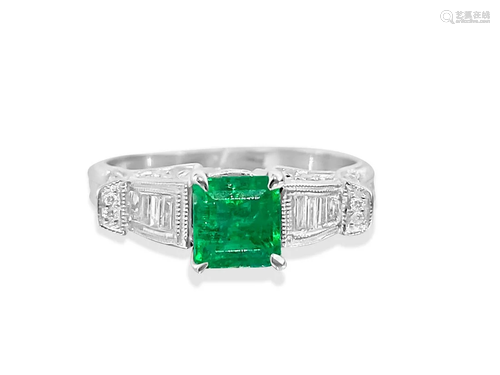 1.50 Carat Colombian Emerald Diamond Cocktail Ring