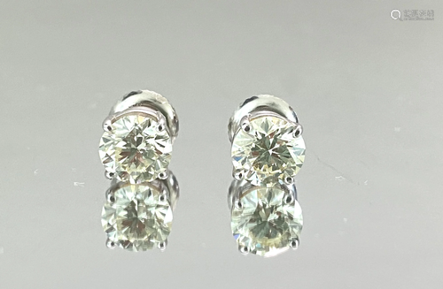 GIA Certified 2.00 Carat Diamond Studs in White Gold