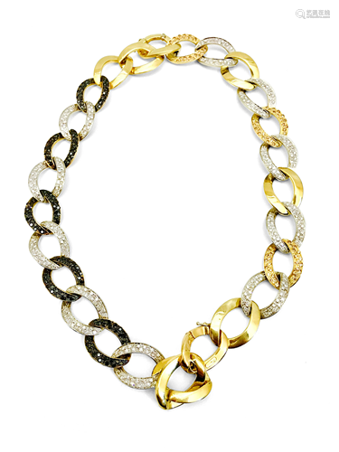 18K Gold Diamonds Cuban Link Necklace Bracelet