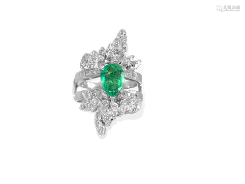 5.50 Carat Colombian Emerald Diamond Cocktail Ring