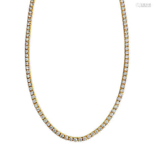 15.00 Carat VVS Diamond Tennis Necklace in 14k Gold