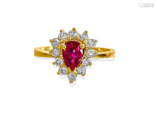 1.50 Carat Natural Ruby Diamond Womens Ring 14K Gold