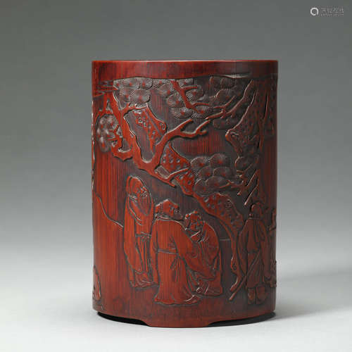 AN INCISED BAMBOO BRUSH-POT