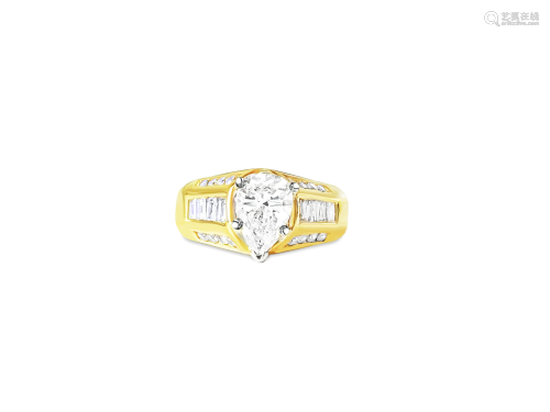 *GIA* 2.00 CT Diamond Engagement Ring in 18K Gold.