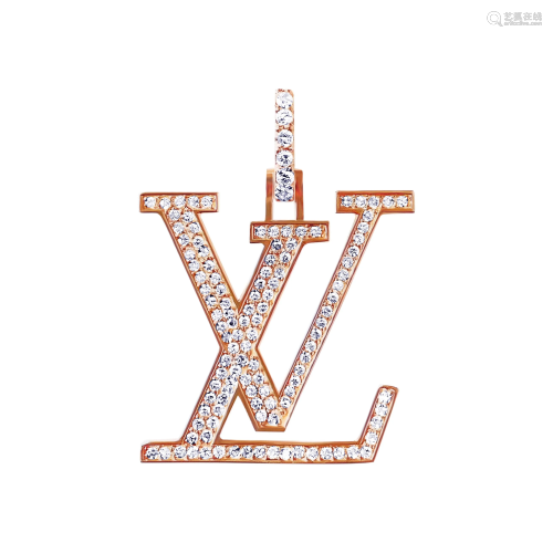 Louis Vuitton Logo Pendant 1.25ct Diamond & 14k Gold