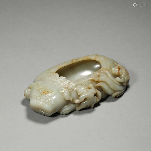 A CARVED JADE BEAST WASHER