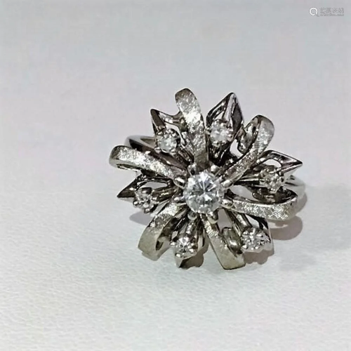 14K White Gold Cocktail Diamond Ring