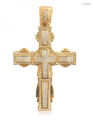 14k Yellow Gold Cross Pendent with Diamonds