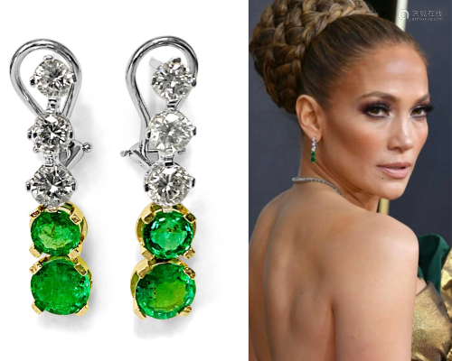 Harry Winston Style, Emerald & VVS Diamond Earrings