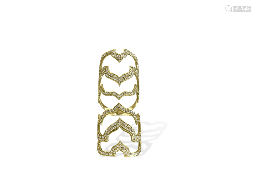 1.97 Carat Diamond Gold Fancy Long Finger Ring