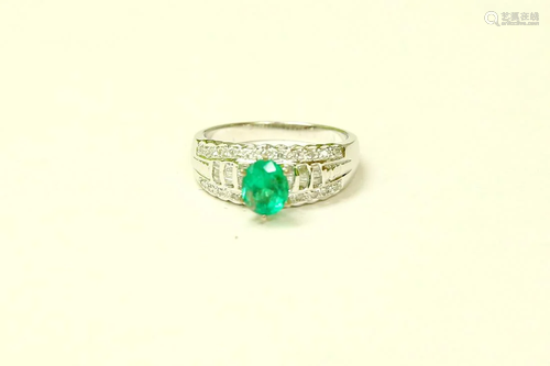 18K GOLD Colombian Emerald & VS Diamond Engagement Ring