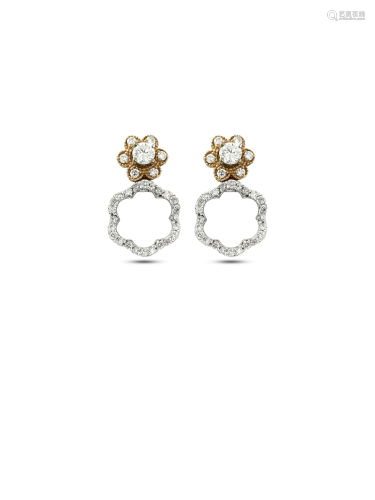 Montblanc Four way earrings. 1.50ct Diamonds in 14K