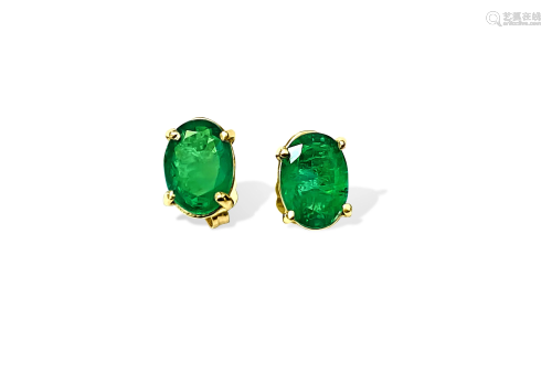 14K Yellow Gold & Emerald Studs For Her