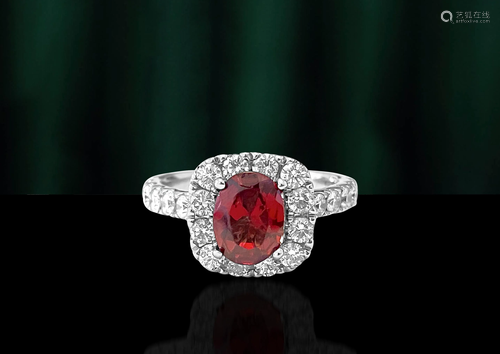 14k Gold, Ladies 2.40ct Garnet & Diamond Ring