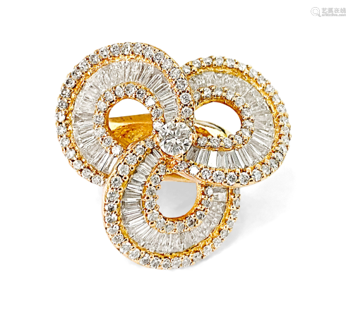 Ladies 18K Rose Gold, 5.00ct VS Diamond Cluster Ring