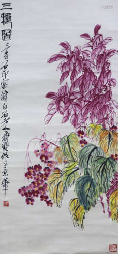 A CHINESE PAINTING OF AUTUMN PLANTS